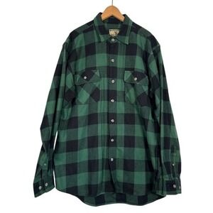 Field & Stream Mens XL Tall Plaid Flannel Button Up Shirt Green Black